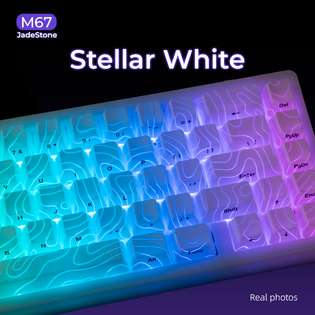 XVX M67 JadeStone Tri-Mode Mechanical Keyboard – Stellar White