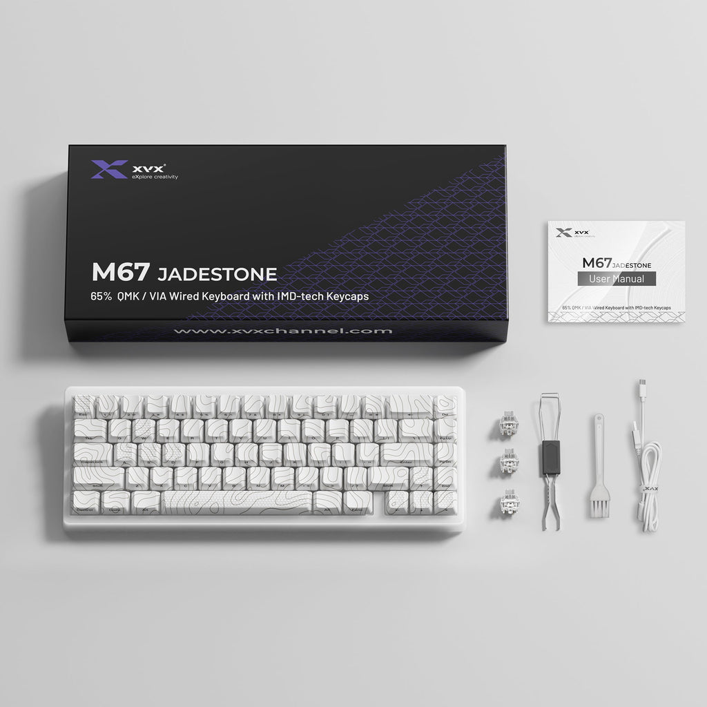XVX M67 JadeStone Tri-Mode Mechanical Keyboard – Stellar White