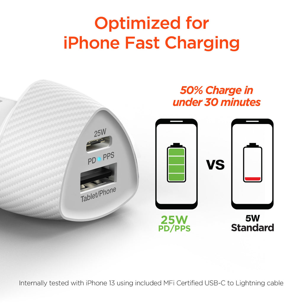 HyperGear SpeedBoost 25W PD Lightning Car Kit w Fast-Charging Tech