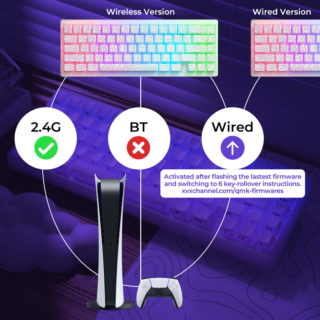 XVX M67 JadeStone Tri-Mode Mechanical Keyboard – Stellar White