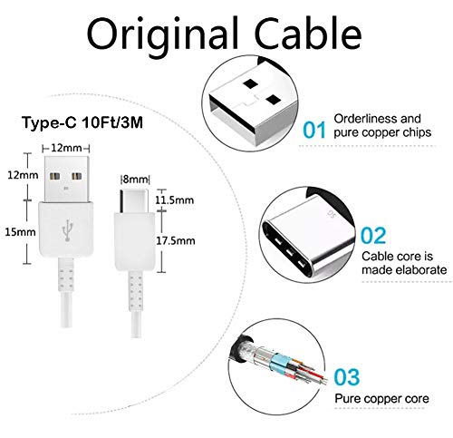 Plus Tech 10 Inches (2Xpack) Usb Type-C Cable Samsung S21 Fe Also Fast Quick Charges Plus Data Transfer! (White)