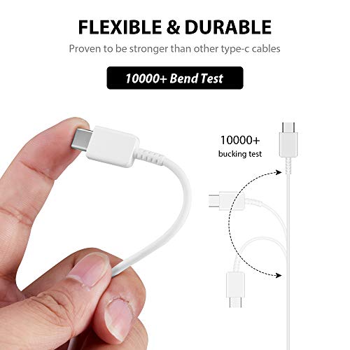 Plus Tech 10 Inches (2Xpack) Usb Type-C Cable Samsung S21 Fe Also Fast Quick Charges Plus Data Transfer! (White)