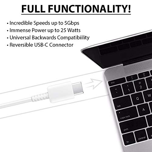 Plus Tech 10 Inches (2Xpack) Usb Type-C Cable Samsung S21 Fe Also Fast Quick Charges Plus Data Transfer! (White)