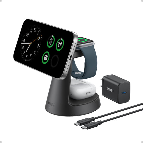 Anker MagGo 3-in-1 Wireless Charging Station – Dock Stand for iPhone, Apple Watch & AirPods