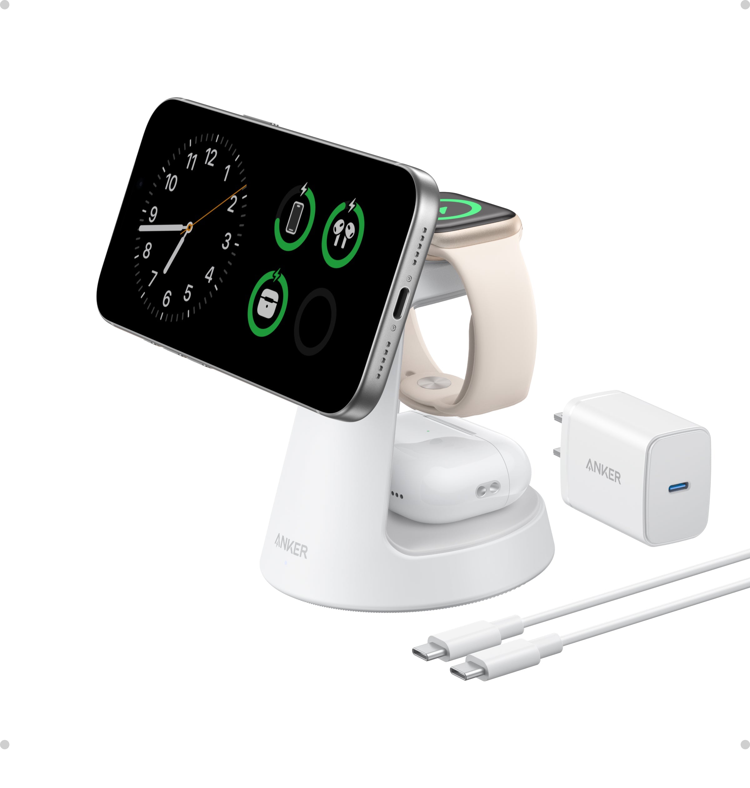 Anker MagGo 3-in-1 Wireless Charging Station – Dock Stand for iPhone, Apple Watch & AirPods