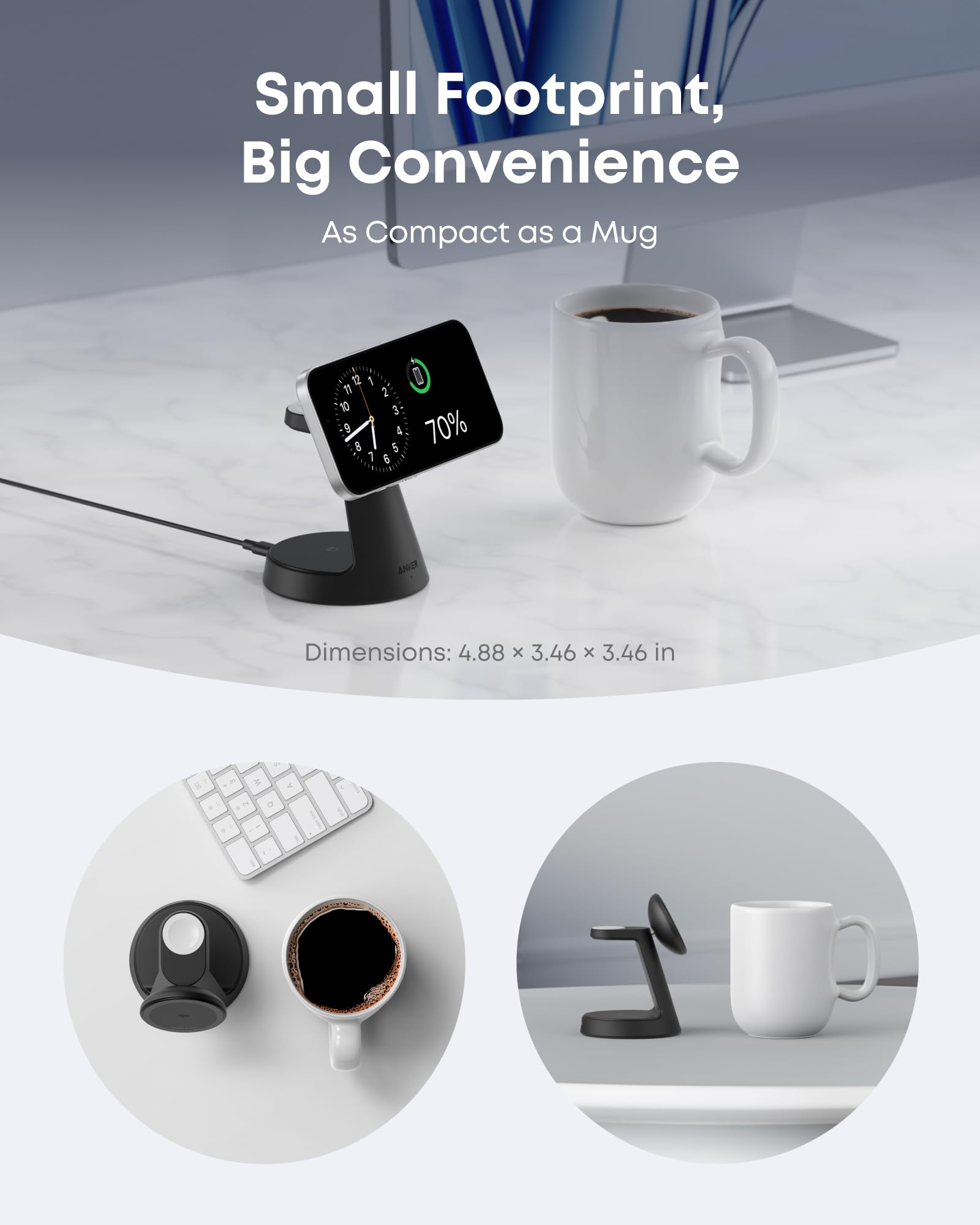 Anker MagGo 3-in-1 Wireless Charging Station – Dock Stand for iPhone, Apple Watch & AirPods