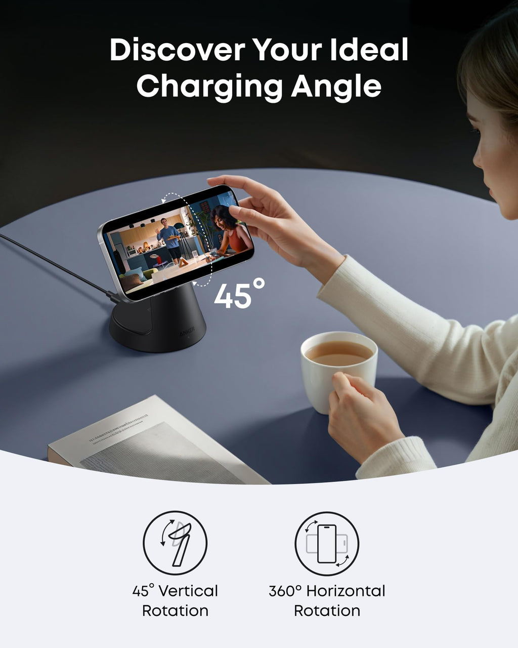 Anker MagGo 3-in-1 Wireless Charging Station – Dock Stand for iPhone, Apple Watch & AirPods