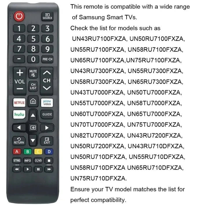 Remote Control For Samsung Smart TV 4K LED HDTV BN59-01315A Compatible with UN43