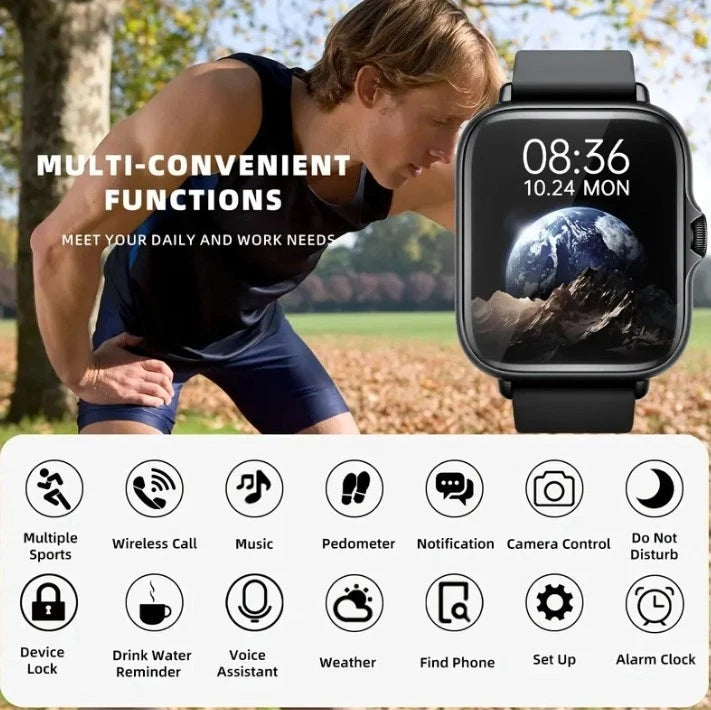 New Touch Screen Smart Watch Sports Bracelet HD Call & Fitness Tracking Step Cal