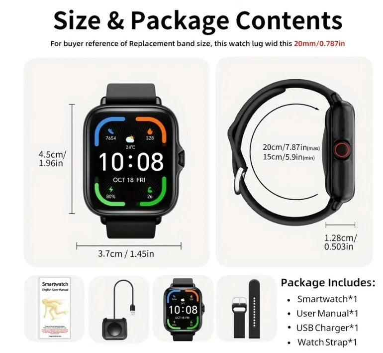 New Touch Screen Smart Watch Sports Bracelet HD Call & Fitness Tracking Step Cal