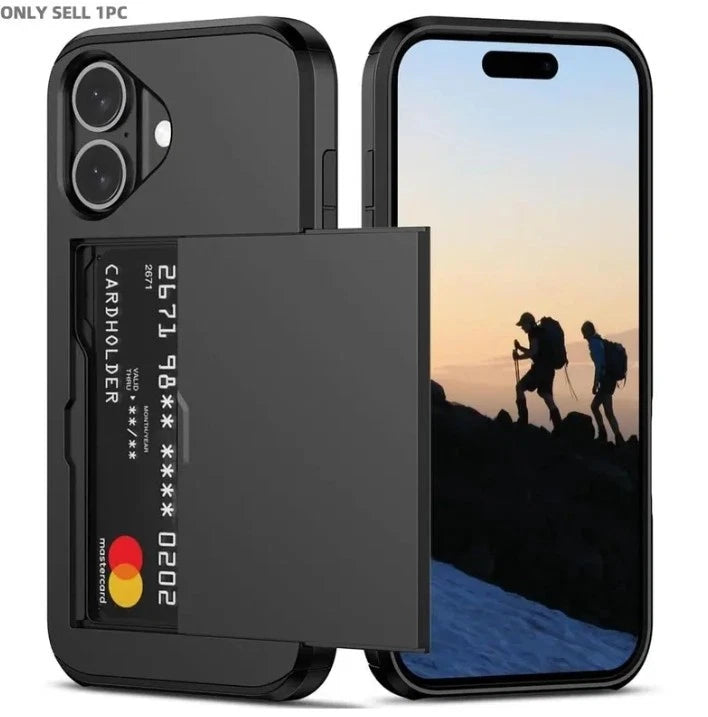 Case for iPhone 17, 16, 15, 14, 13, 12, 11 Case with Card Holder, Heavy Duty and Protective