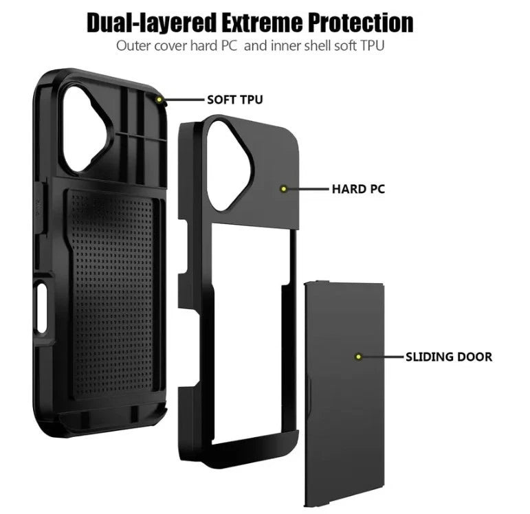 Case for iPhone 17, 16, 15, 14, 13, 12, 11 Case with Card Holder, Heavy Duty and Protective