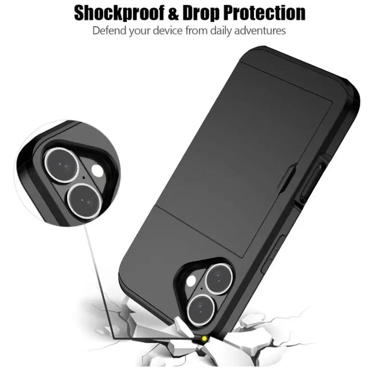 Case for iPhone 17, 16, 15, 14, 13, 12, 11 Case with Card Holder, Heavy Duty and Protective