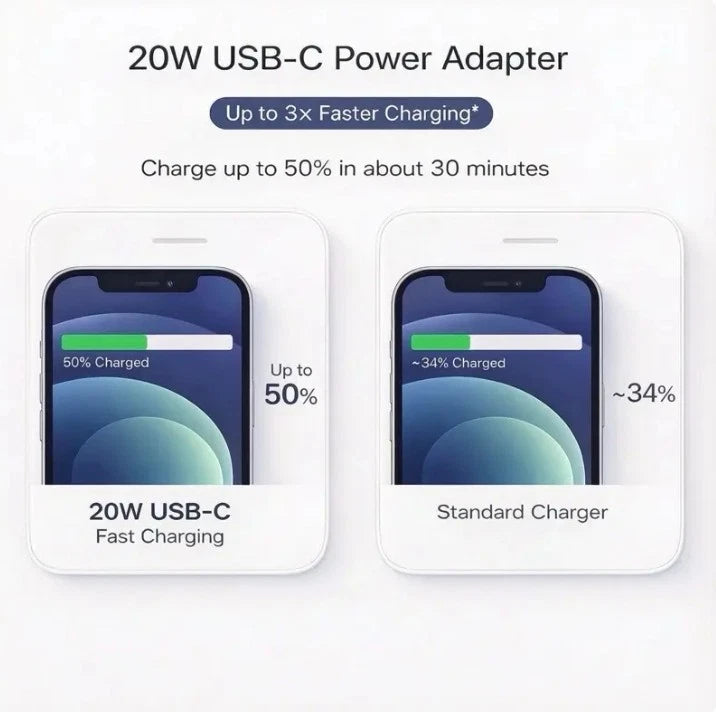 2-Pack 20W PD USB-C to Fast Charger & 6FT Cable Set For iPhone 14/13/1