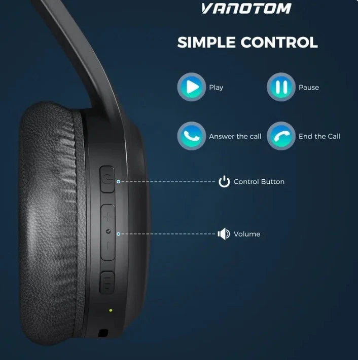 VANOTOM Folding Wireless Headphones Gaming Headset, 1 Piece Foldable Over Ear Wireless Headphones