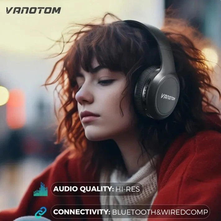VANOTOM Folding Wireless Headphones Gaming Headset, 1 Piece Foldable Over Ear Wireless Headphones