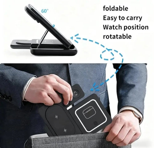 Foldable Wireless Charging Station Charger for Smartphone iPhone 11-17 & watch