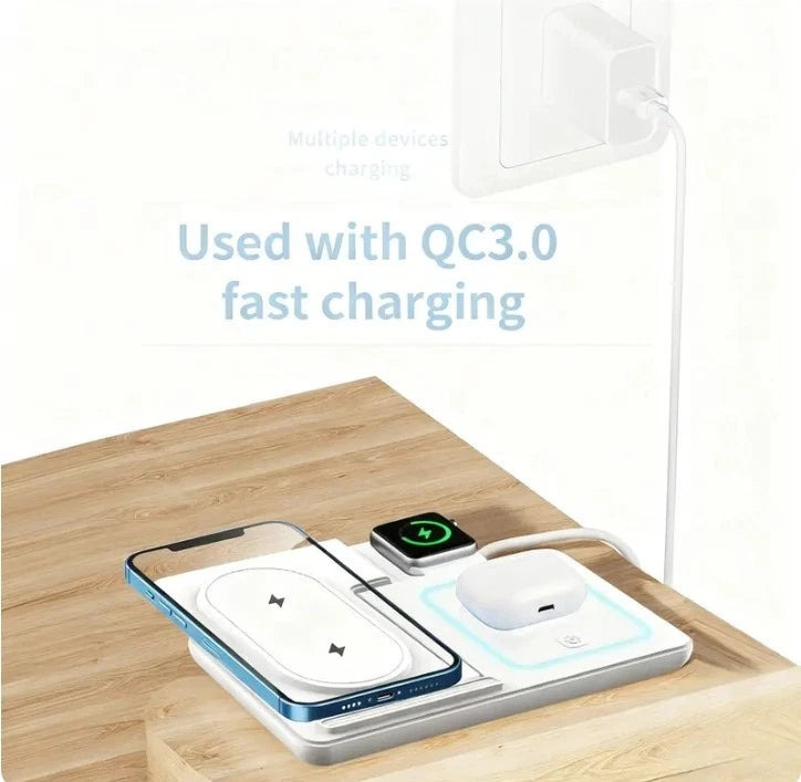 Foldable Wireless Charging Station Charger for Smartphone iPhone 11-17 & watch