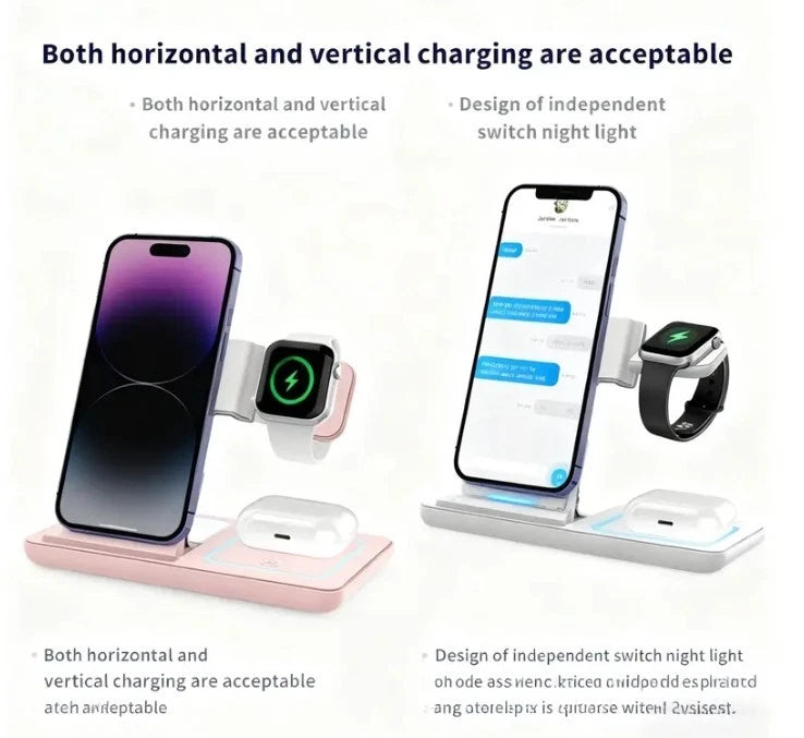 Foldable Wireless Charging Station Charger for Smartphone iPhone 11-17 & watch
