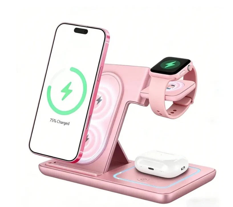 Foldable Wireless Charging Station Charger for Smartphone iPhone 11-17 & watch