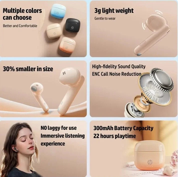 HP Earbuds, earbud headset, in Ear with headphones, ear buds Stereo Bass, IPX4 Water Resistance